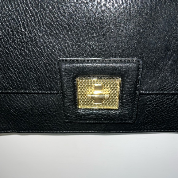 Olivia + Joy Black Faux Leather Clutch with Long Chain Strap - Picture 7 of 11